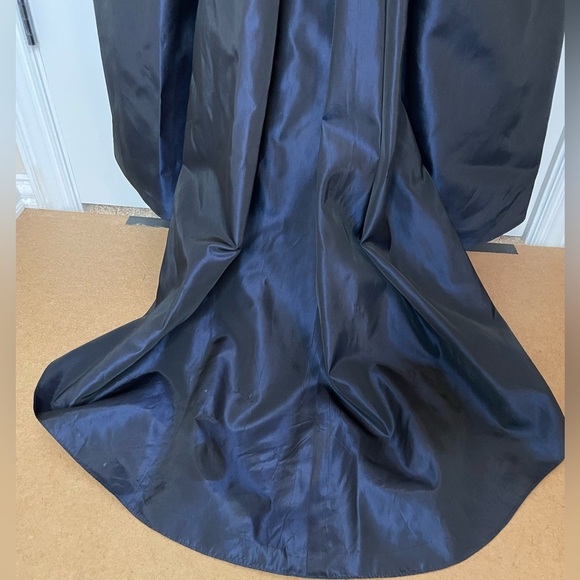 Vintage Vera Wang Minimalist Black Blue Taffeta Formal Gown Evening Dress Size 4 - Picture 2 of 13